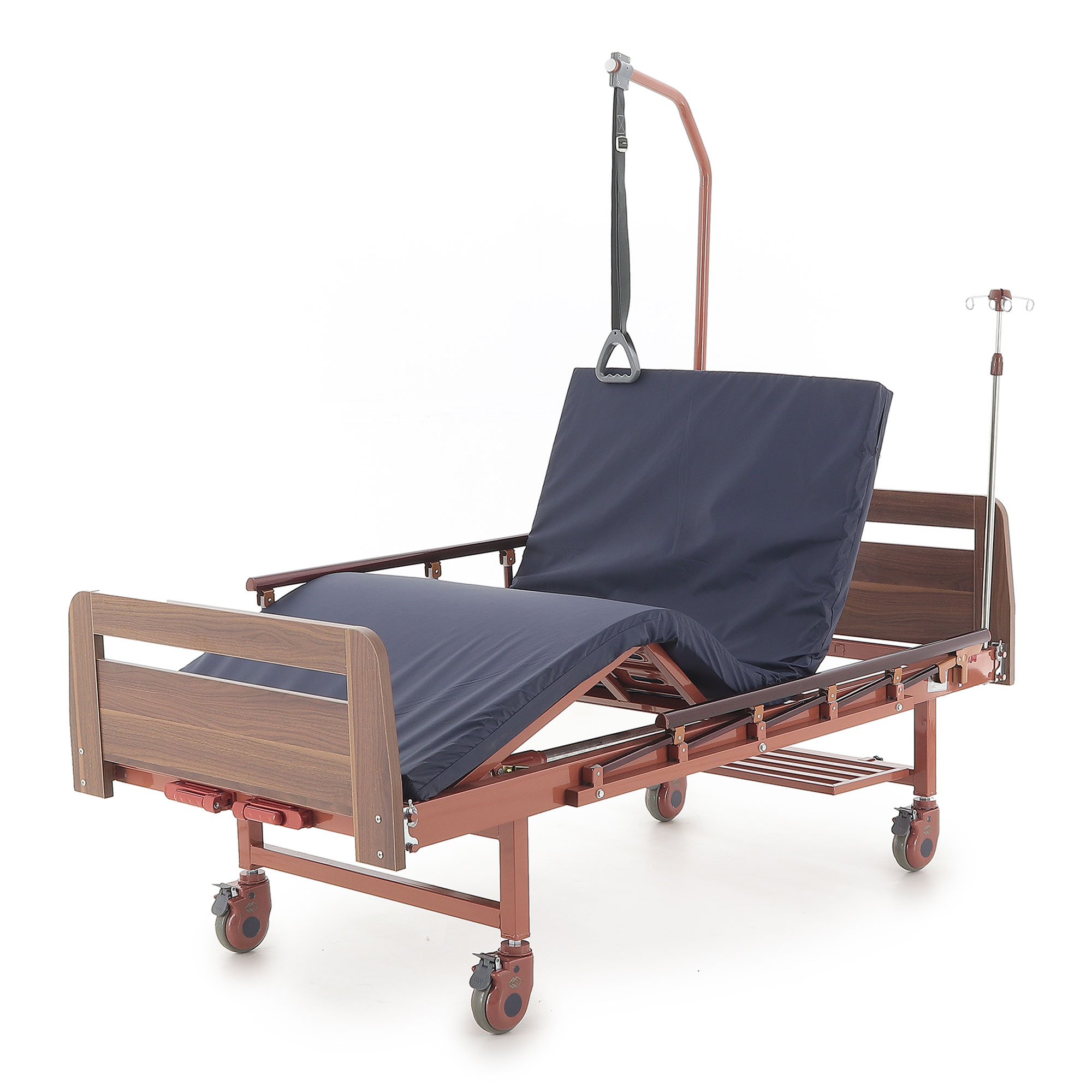 Кровать механическая Med-Mos Е-8 (MM-2024Н-00) (2 функции) ЛДСП с полкой и обеденным столиком